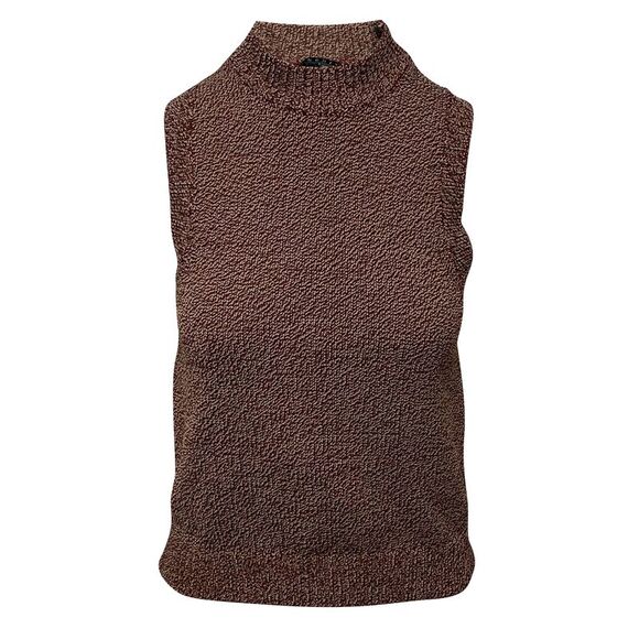 Theory Sleeveless Knitter Sweater in Brown Nylon